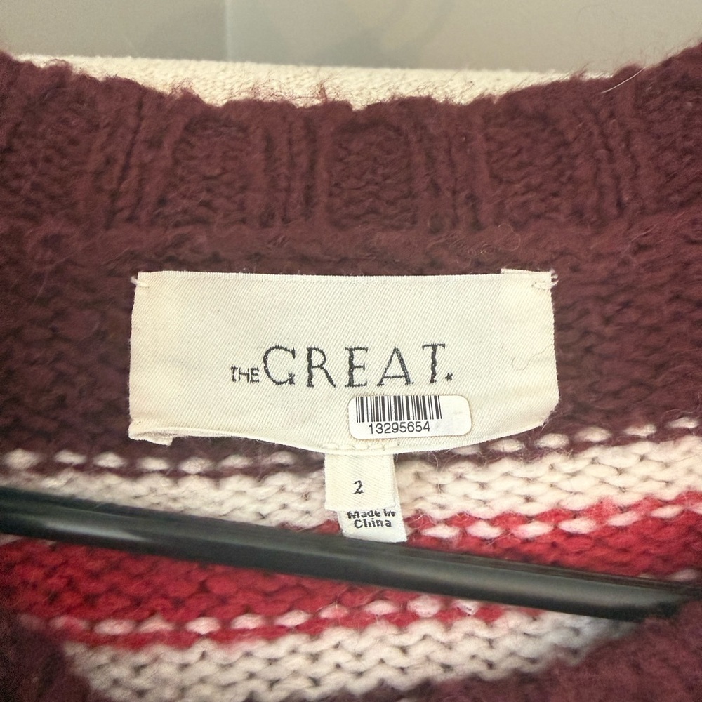 THE GREAT Oversized Striped Crew Neck Sweater - Picture 2 of 9
